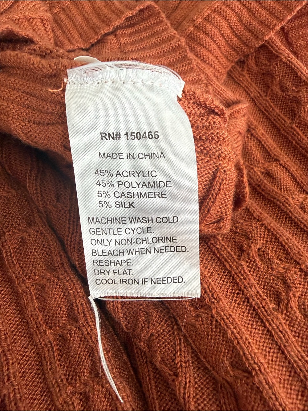 Women’s Cable Knit Sweater - Rust Orange - Picture 7 of 8